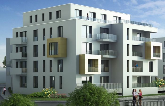 Hausansicht zu den Wohnungen im Elb-Viertel